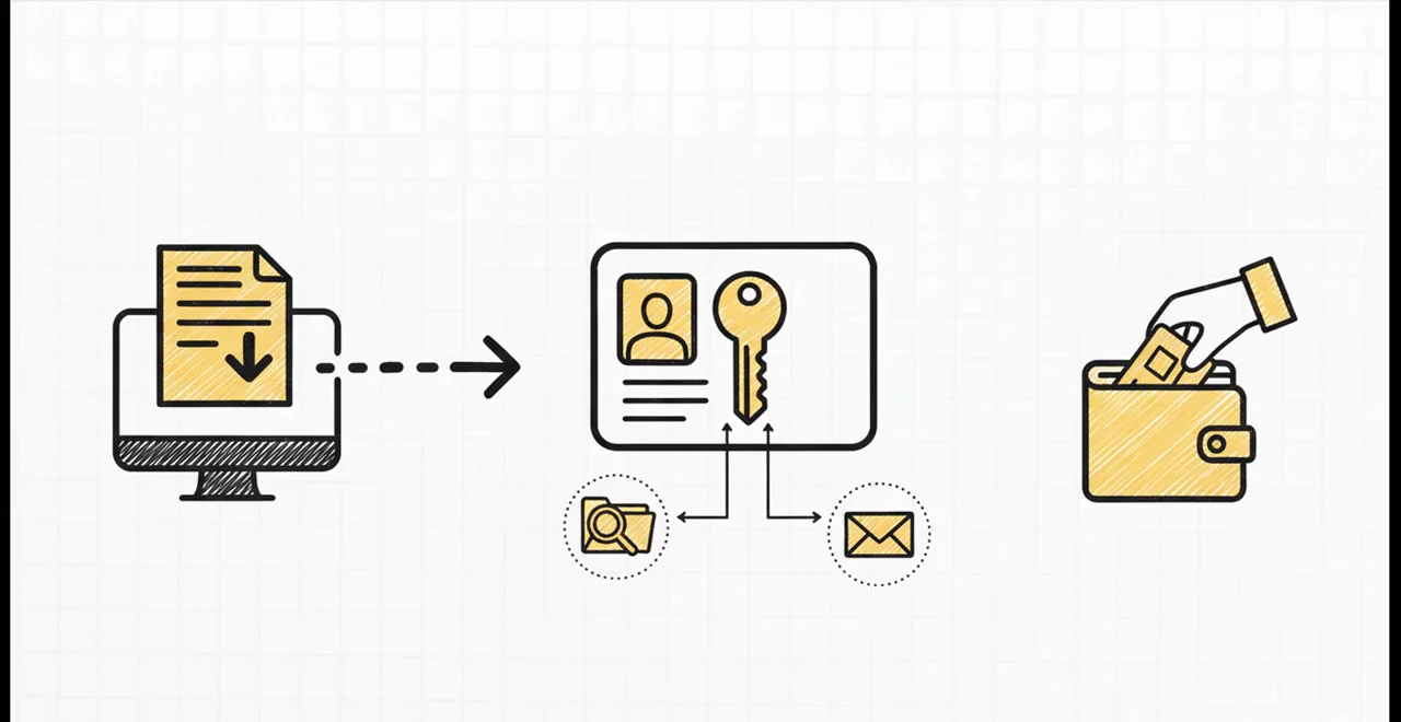Sigue el número de caso que devuelve la agencia Diagrama ilustrado que muestra el reporte de la lesión viajando desde la computadora de la persona empleada, pasando por la Oficina de Programas de Compensación para Trabajadores, hasta un expediente archivado y un número de caso oficial